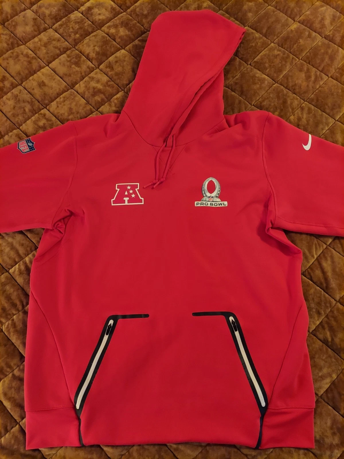 COACH RARA felpa con cappuccio AFC Pro Bowl Nike Dri Fit rossa grande emessa dalla lega allenatore