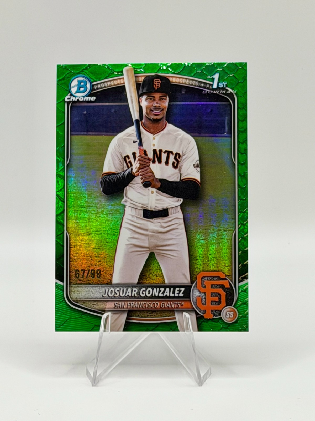 2025 Bowman Chrome Josuar Gonzalez 1st Reptilian Green Refractor /99 #BCP-153