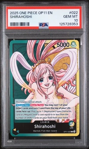 2025 ONE PIECE OP11-A FIST OF DIVINE SPEED #022 SHIRAHOSHI PSA 10