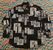 Vtg 90  s Panhandle Slim Western Southwestern Aztec Button Up Shirt Size L 17-35