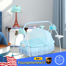 Bluetooth USB Electric Cradle Infant Bed Crib Auto-Swing Motions Baby Rocking