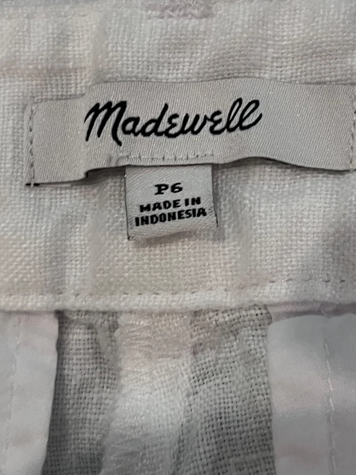 Madewell Harlow Wide-Leg Pants White Linen Career Office Womens 6P - Image 2 of 4