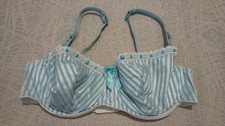 Gossard Wired And Unapdded Balcony Turquoise/White Bra UK Size 38D
