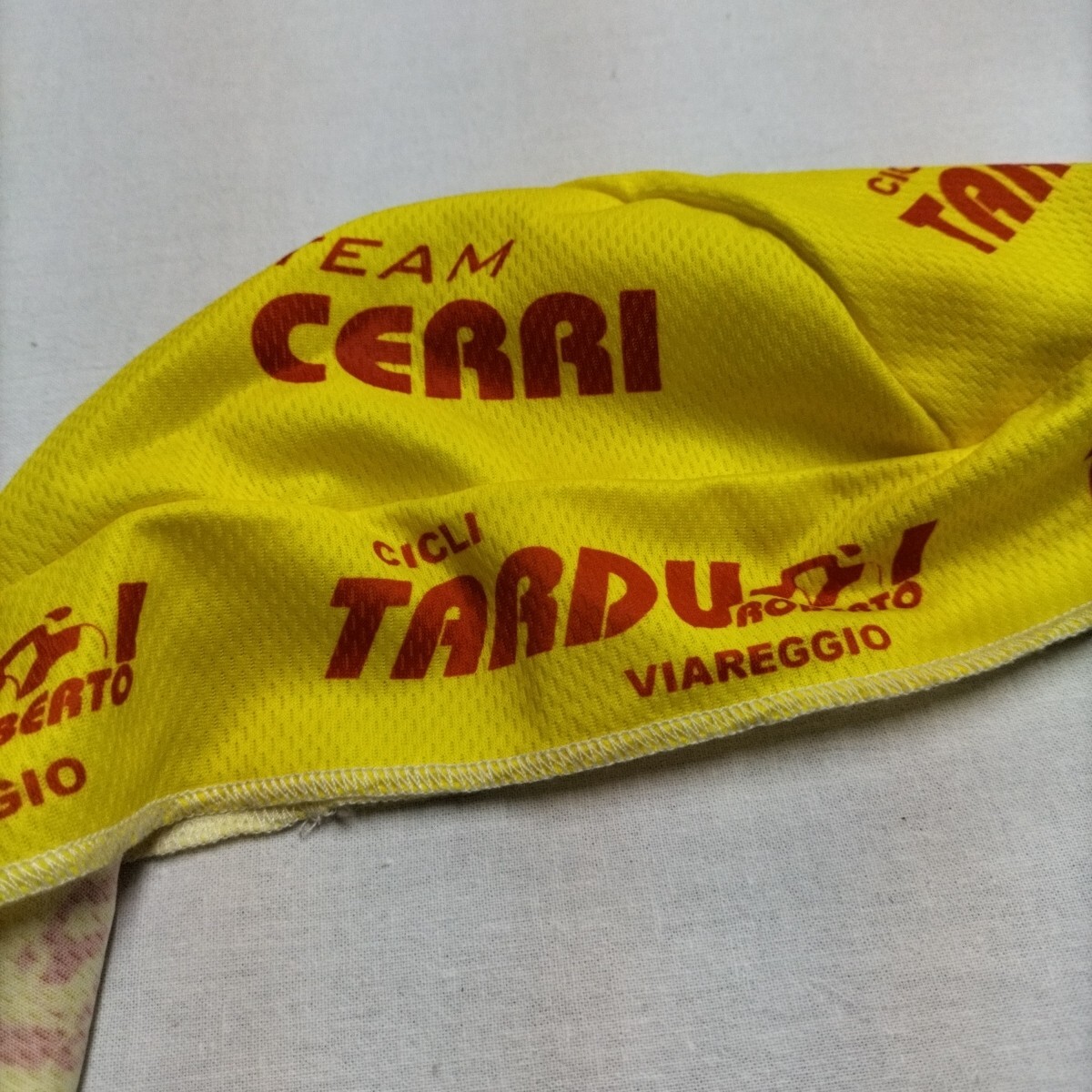 Bandana Sottocasco Ciclismo Bici Da Corsa Cicli Tarducci Giallo Rosso foto 4