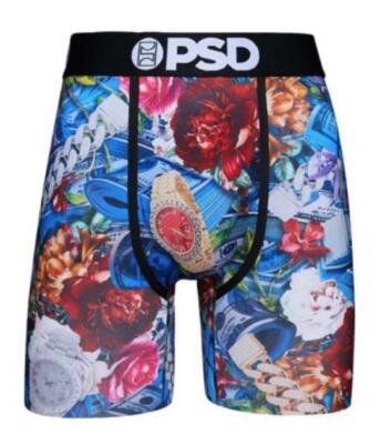 PSD Wild Stacks Watches Flowers $100 Bills Mesh Front & Back Panel Boxers Men's