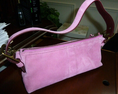 COACH HAMPTONS DEMI PINK SUEDE BAGUETTE 7470 RETAIL $168 EUC