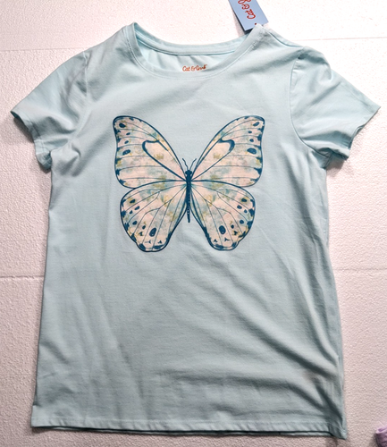 Lot Of 3 Size L / XL 14 Cat And Jack Girls T-Shirts, Pink, Blue, Green - Picture 6 of 11