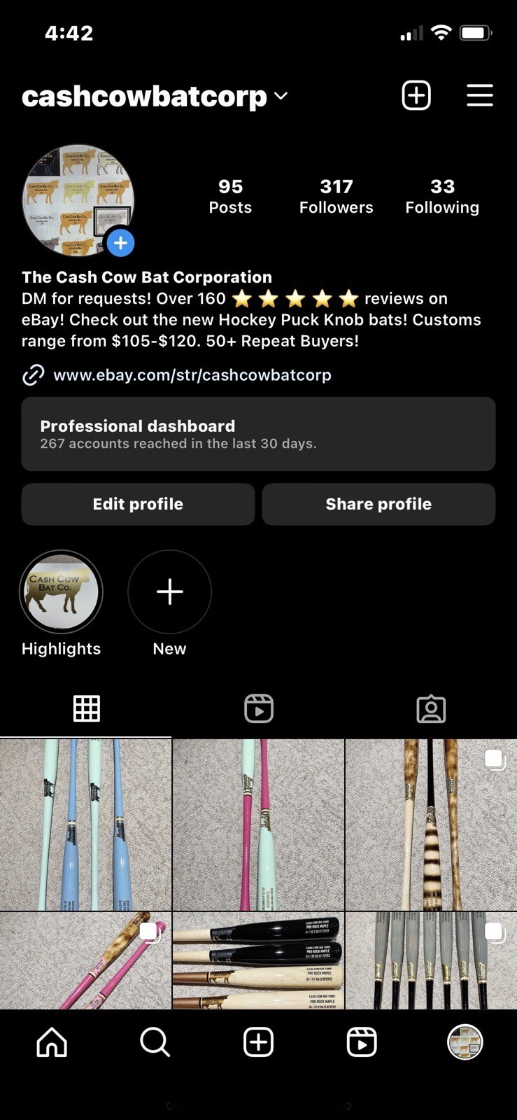 Maple Wood Baseball Bat 35in. Hockey Puck Knob. Maroon / Gold / Flame