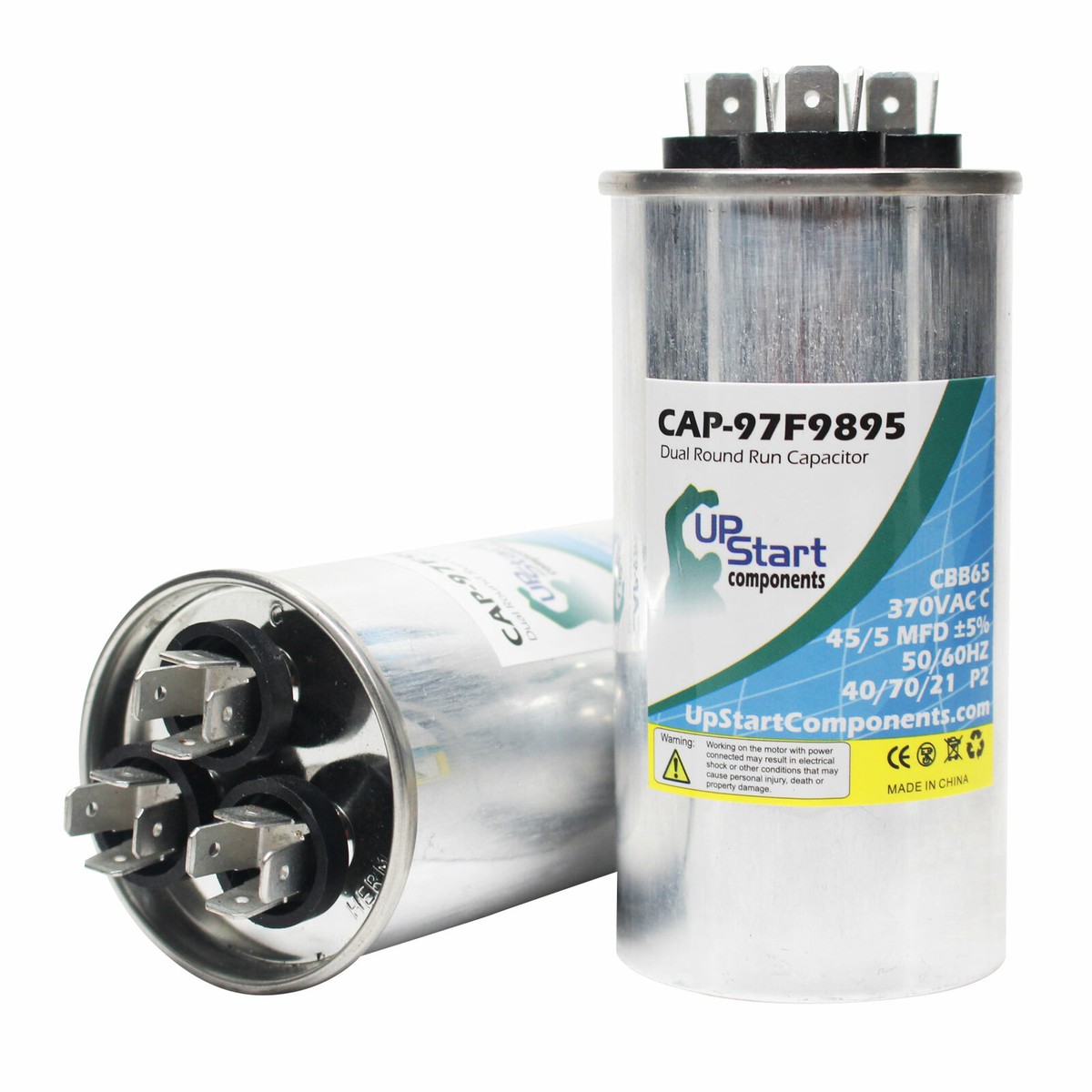 その他 kc-design 2x 45/5 MFD 370 Volt Dual Round Run Capacitor for Goodman