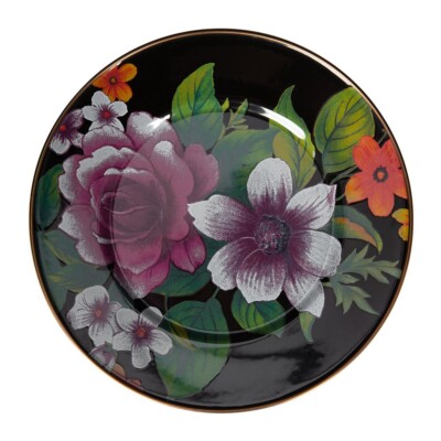 MacKenzie Childs Flower Market Salat Dessert Teller schwarz 20 cm sehr selten!
