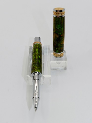 Handmade Rollerball Pen with Stunning Green Abalone. Makes A Great Gift! #114 - Picture 7 of 21