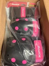 RAZOR Multi-Sport Elbow & Knee Pads With Wrist Guards For Kids 5+ Black/Pink