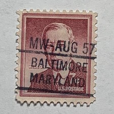 TILTED BALTIMORE MARYLAND PRECANCEL ERROR ON WILSON 7C US STAMP