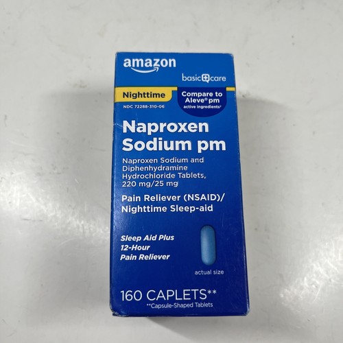 Amazon Basic Care Nighttime Naproxen Sodium PM Caplets 220 mg 160 Ct