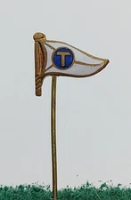 Navy, marine, ship, boat - T, nautical, enamel, vintage pin KASUN 1960s !