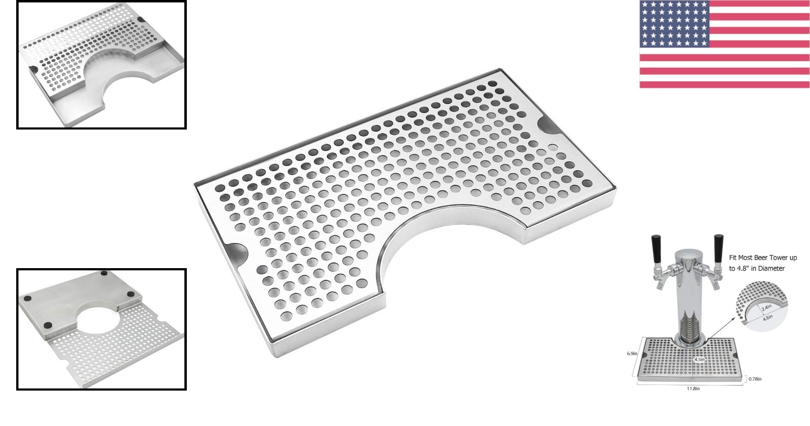 Stainless Steel Beer Drip Tray - Elegant Kegerator Accessory for Home