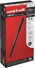 60042 uni-ball Onyx Stick Roller Ball Pen, Red Ink, Micro 0.5mm, Box of 12