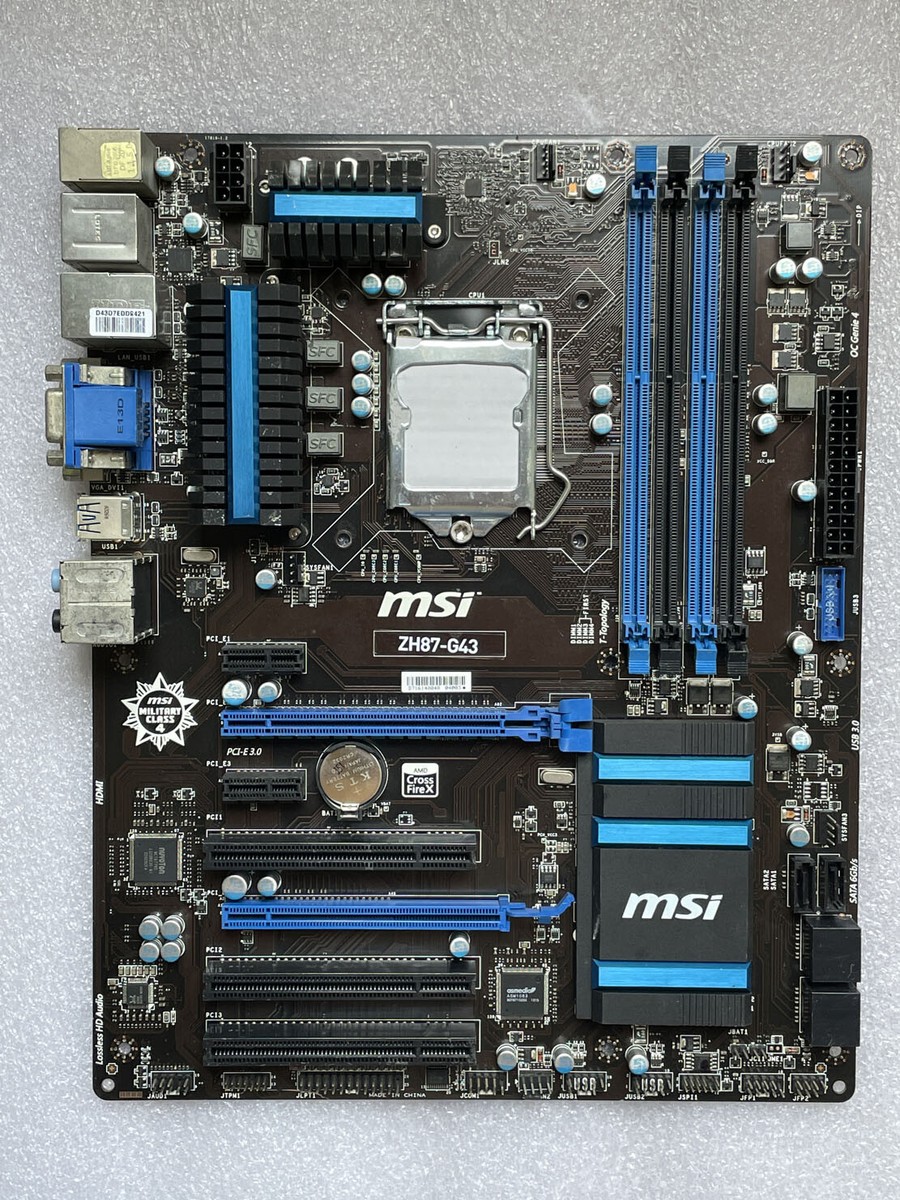 MSI ZH87-G43 Desktop Motherboard Intel H87 LGA1150 DDR3 ATX HDMI
