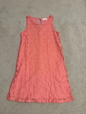 Everly Coral Lace Short Sleeve Lined Shift Dress sz S