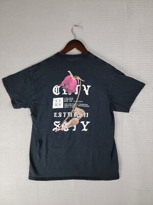 Lira t-shirt rose flower skate surf cotton faded black size medium
