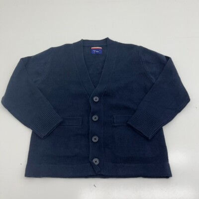 French Toast Navy Blue V-Neck Long Sleeve Button-Up Cardigan Girls Size Small