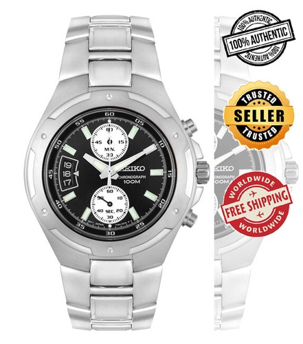 SEIKO Chronograph SNN129 SNN129P1 Men Date Black Dial Stainless Steel Watch