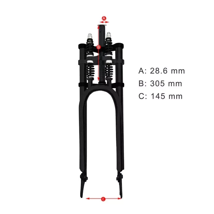 Adjustable Dual Spring 1" Bike Fork With Disc Mount 29"x3.0 - 4.0 DIY Fork Black - Image 2 of 4