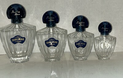 Vintage SHALIMAR Perfume Bottles Guerlain Paris Empty Set Of Four Sizes