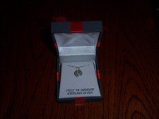 PRETTY NEW BOXED 1/10 CT TW DIAMOND ACCENT STERLING SILVER PENDENT NECKLACE