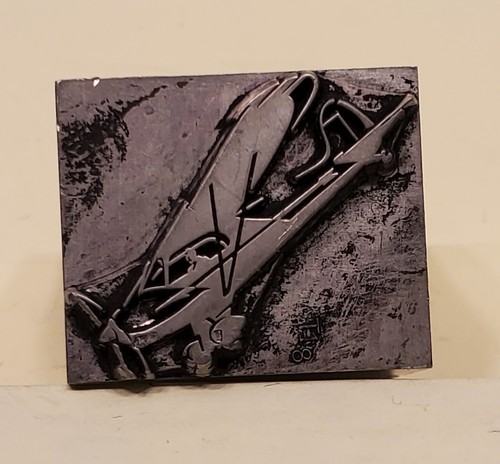 Vintage Metal Letterpress Print Block AIRPLANE AVIATION TRANSPORTATION L