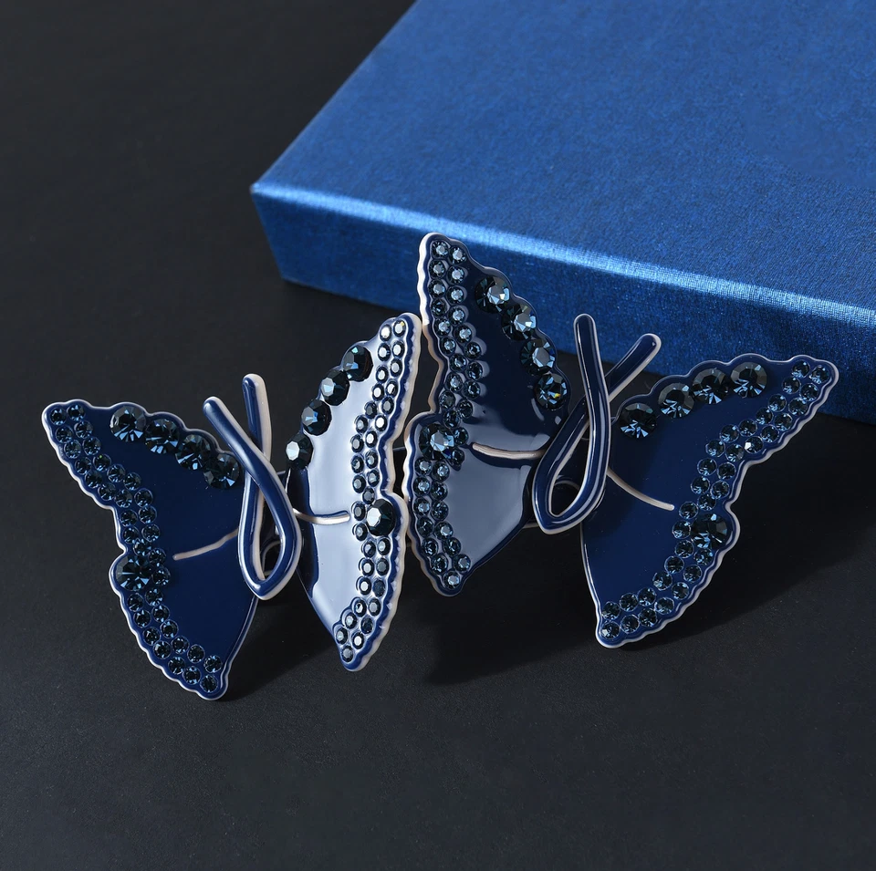蝴蝶海军奥地利水钻水晶发夹发夹马尾辫 C7184 — 第 3/4 张图片