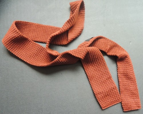 Wembley Men's Cotton Brown knitted square Tie 52" x 2 Vintage 70s
