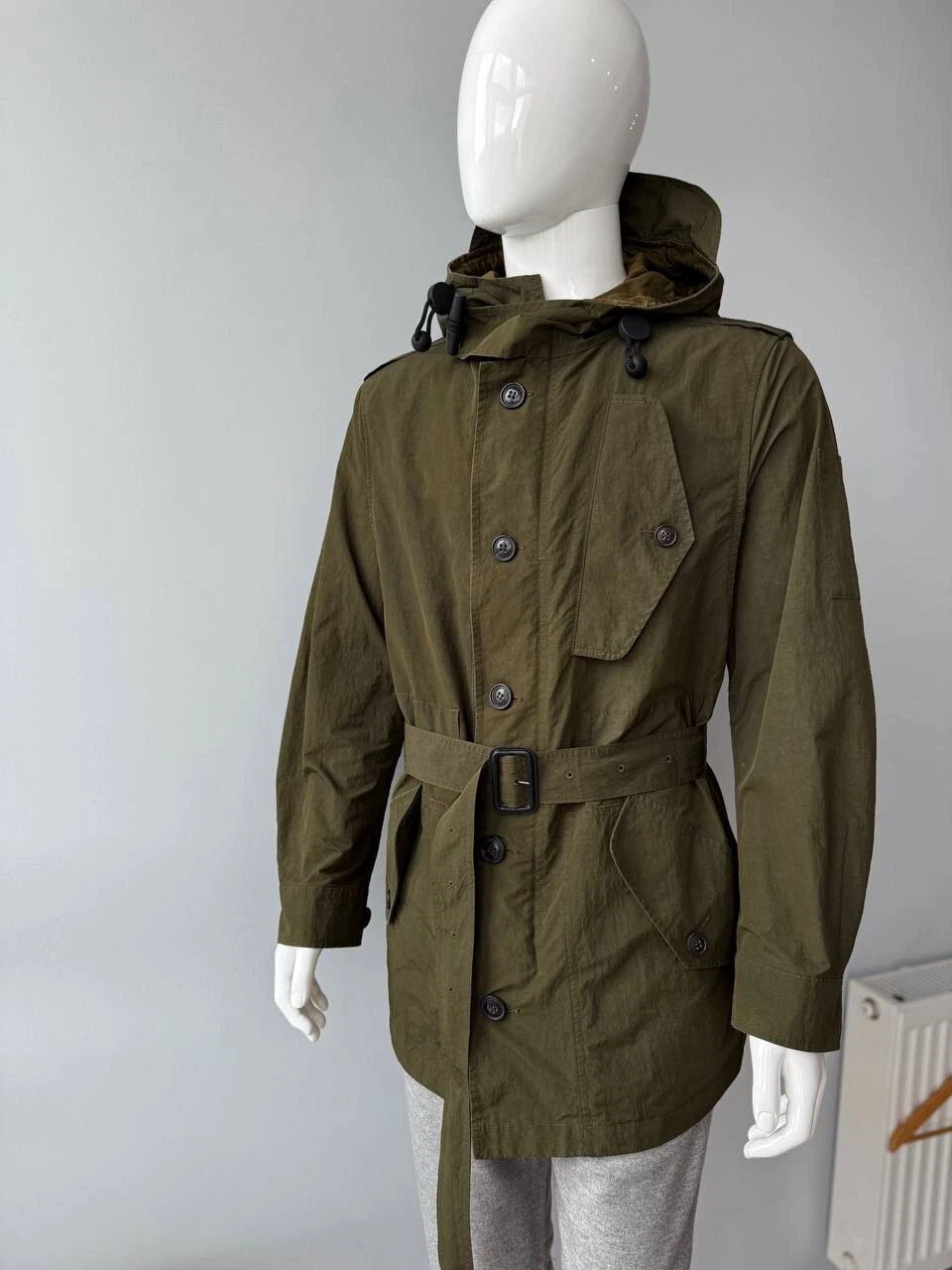 Parka uomo con cintura militare Burberry misto lana taglia grande colore sbiadito prezzo consigliato $ 1900