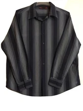 PERRY ELLIS AMERICA Men’s Long Sleeve T-Shirt XXL Blue, Black in Stripes
