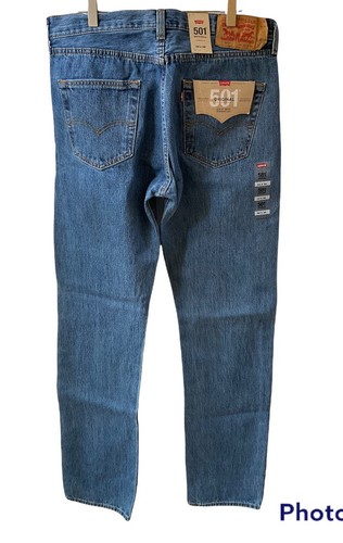 Levi’s 501 Original Mens Jeans 34 x 36 Blue Denim Straight Leg NWT - Picture 3 of 11