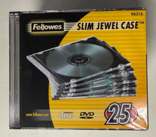 Fellowes 98316 Slim Jewel Compact Disc/DVD Case 25 Pack Black and Clear