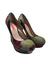 Betsey Johnson Ditan Floral Print Leather Platform High Heel Corset Pumps Size 8