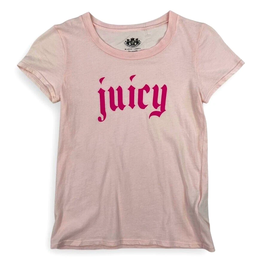 Juicy Couture Girls Logo T-Shirt Size 10 Lightweight Cotton Pink Graphic Tee NWT - Image 2 of 4