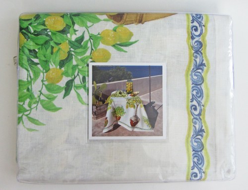 Tessitura Toscana Telerie Firenze TABLECLOTH LEMONS 67" x 106" Linen Italy NEW - Picture 3 of 5