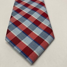 Lord and Taylor Zipper Necktie Youth 14in Red/Blue/Gray Plaid Adjustable