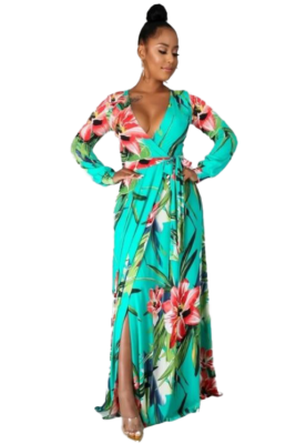 chinese dress ladies Kenny One Shoulder Tiered Floral Maxi Dress Yellow main image 0