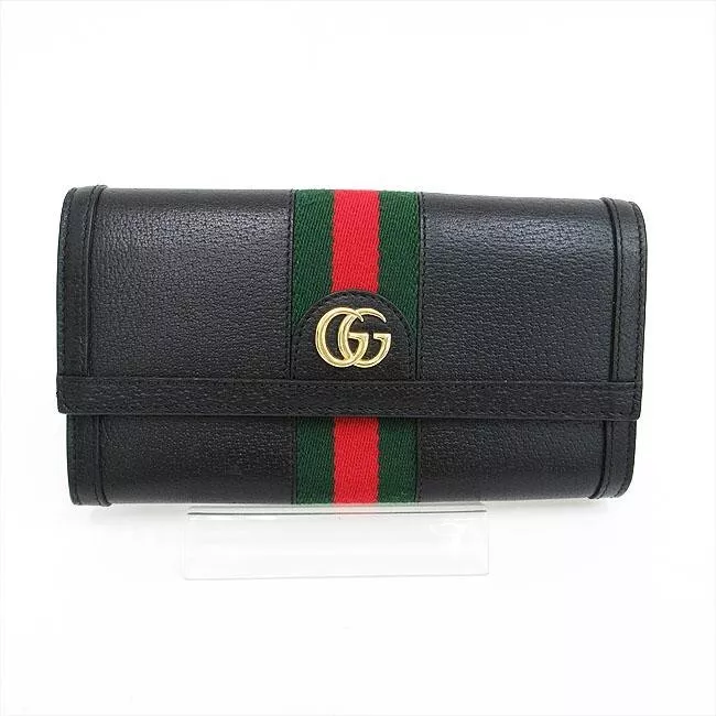 Gucci GG Supreme Long Portefeuille Toile Cuir Noir Authentique