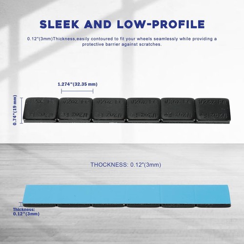 1 BOX 1/2 OZ BLACK COATED WHEEL WEIGHTS STICK-ON ADHESIVE TAPE LEAD-FREE 360 PCS - Picture 6 of 8