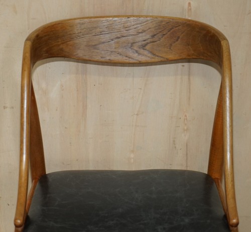 SIX FULLY RESTORED JOHANNES ANDERSEN MODEL 16 ULDUM DINING CHAIRS BLACK LEATHER - Picture 5 of 17