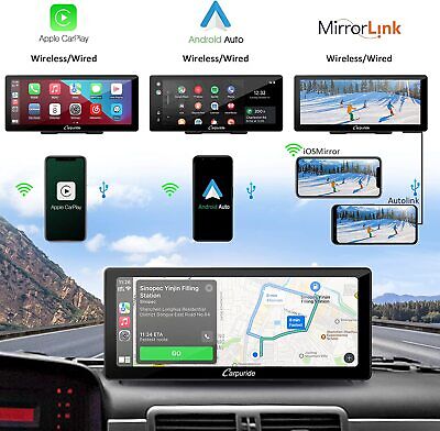 [2024] Carpuride W901 Pro Portable Apple Carplay & Android Auto with Car  Bluetooth Transmission, 9 inch Portable Car Stereo 1080P Touch Screen,  Mirror