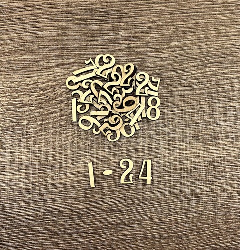 Numeri in legno per calendario dell'avvento da 1 a 24, serie da 39 pezzi - Foto 14 di 15