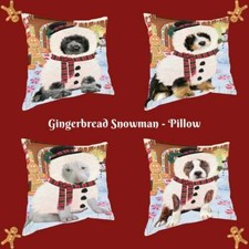 Christmas Gingerbread Snowman Dog Cat Pet Photo Throw Decorative Pillow