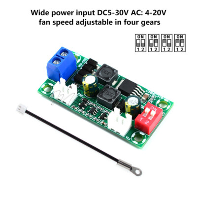 DC 12V 24V Fan Temperature Controller Module 4-Wire Speed Control Governor Board