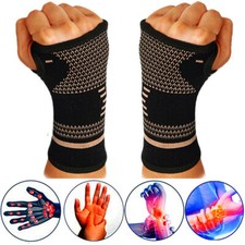 Copper Wrist Brace Support Compression Sleeves Arthritis Carpal Tunnel Relief US
