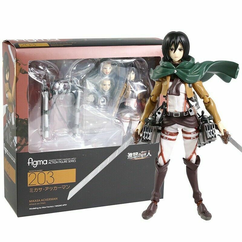 14cm Removable Exquisite Action Figures Anime Attack on Titan Eren Yeager  Figma PVC Action Figure Shingeki No Kyojin Mikasa Model 